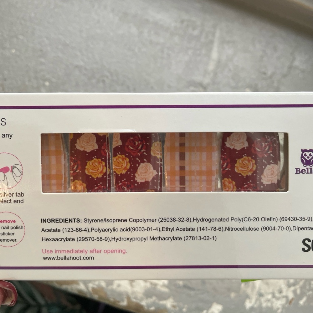 Floral Nail Wraps - Red and Yellow